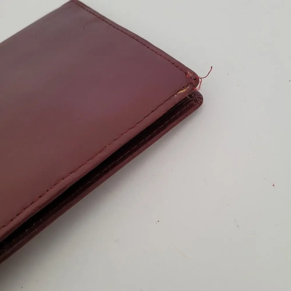 Cartier Vintage Bifold Leather Bordeaux Red‎ Wallet Large Credit Card Checkbook
